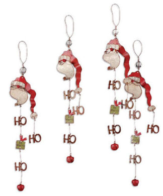 Ho Ho Ho Metal Santa Ornament