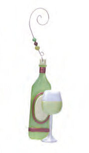 White Wine Glass and Bottle Ornament