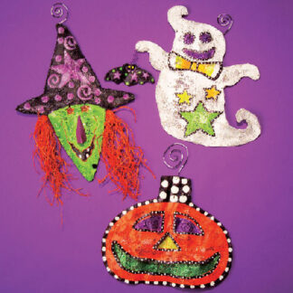 Witch, Ghost, and Pumpkin Ornaments