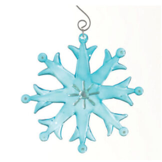 Glass Fusion Snowflake Ornament-Blue