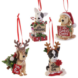 4 Christmas Dog Ornaments