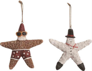 Coastal Santa and Snowman Ornaments