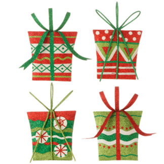 Glittered Present Ornaments