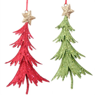 Red and Green Glittered Tree Ornaments