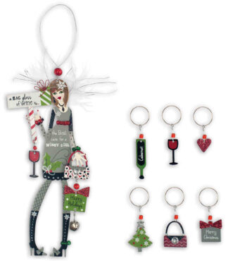 Happy Holidays Friend Ornament and Wine Charms