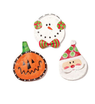 Metal Screen Snowman, Santa or Pumpkin Head Ornaments