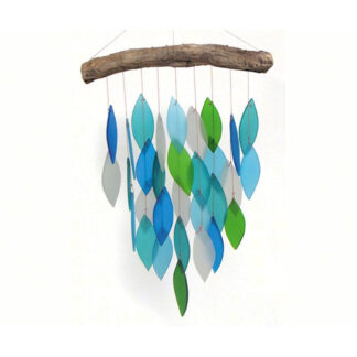 Blue, green and white glass chime