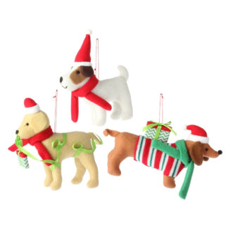 Plush Dog Christmas Ornaments