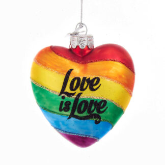 Rainbow Pride Love is Love Glass Ornament