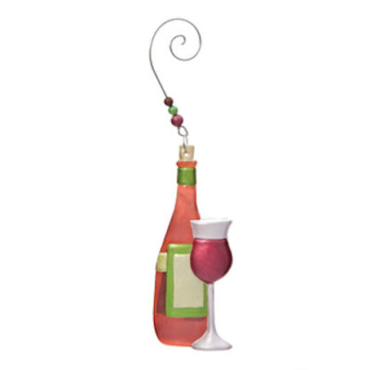 Red Wine Glass and Bottle Ornament