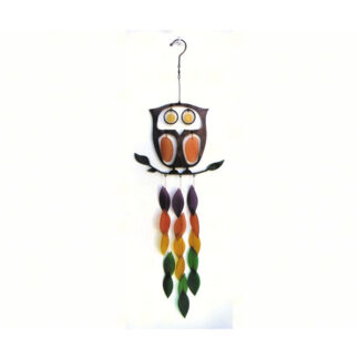 Retro Metal and Glass Owl Wind Chime