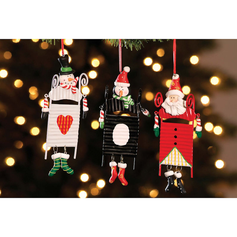 Sledding Snowman, Penguin or Santa Ornament - Happy Holidayware