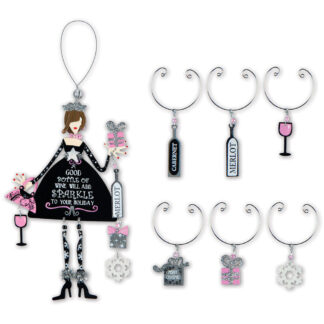 Sparkle Girl Ornament and Wine Charms