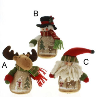 Winter Plush Santa, Snowman or Moose Ornaments